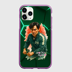 Чехол iPhone 11 Pro матовый Игрок 218 - Игра в кальмара, цвет: 3D-фиолетовый