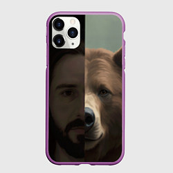 Чехол iPhone 11 Pro матовый Человек-медведь, цвет: 3D-фиолетовый