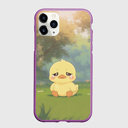 Чехол iPhone 11 Pro матовый Маленький утенок на поляне, цвет: 3D-фиолетовый