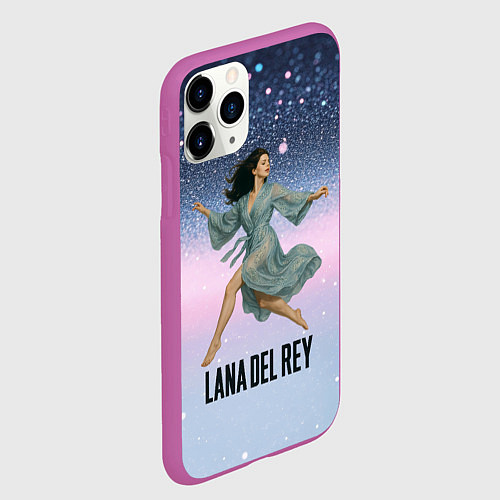 Чехол iPhone 11 Pro матовый Lana Del Rey прыгает в платье / 3D-Фиолетовый – фото 2
