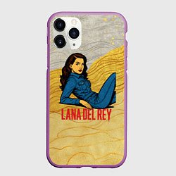 Чехол iPhone 11 Pro матовый Lana Del Rey в джинсовом костюме, цвет: 3D-фиолетовый