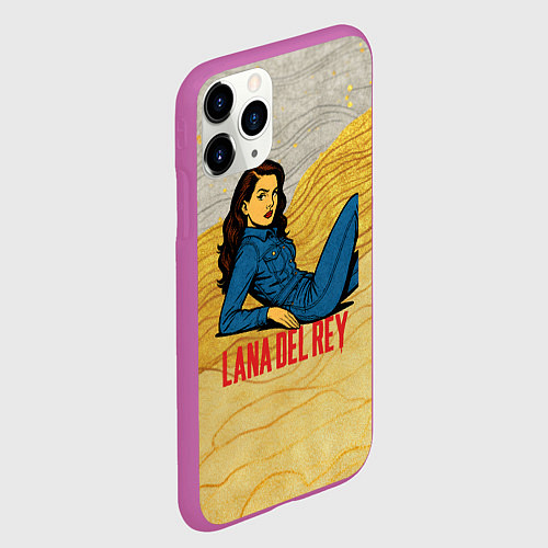 Чехол iPhone 11 Pro матовый Lana Del Rey в джинсовом костюме / 3D-Фиолетовый – фото 2