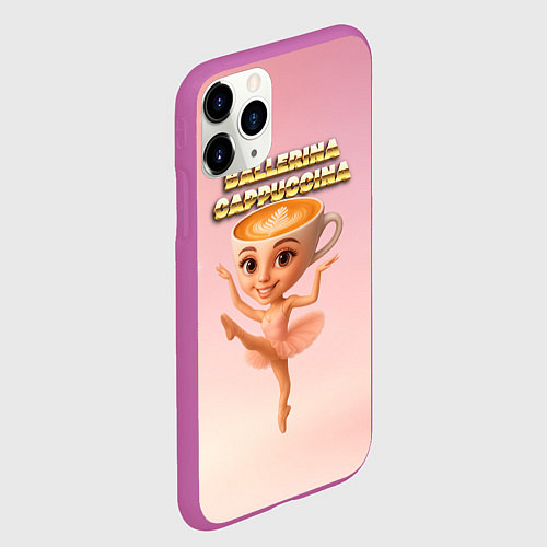 Чехол iPhone 11 Pro матовый Ballerina Capuchina ии мем / 3D-Фиолетовый – фото 2