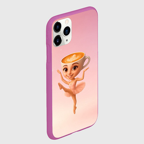 Чехол iPhone 11 Pro матовый Балерина капучино ии мем / 3D-Фиолетовый – фото 2