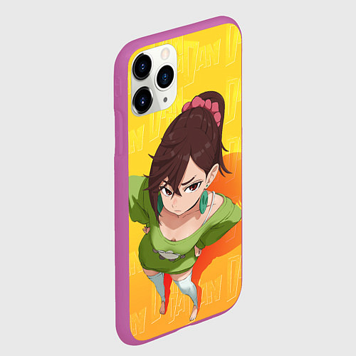 Чехол iPhone 11 Pro матовый Дандадан - Момочка / 3D-Фиолетовый – фото 2
