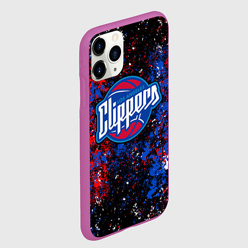Чехол iPhone 11 Pro матовый Клипперс - цветовой хаос / 3D-Фиолетовый – фото 2