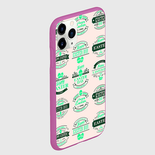 Чехол iPhone 11 Pro матовый Easter turquoise / 3D-Фиолетовый – фото 2
