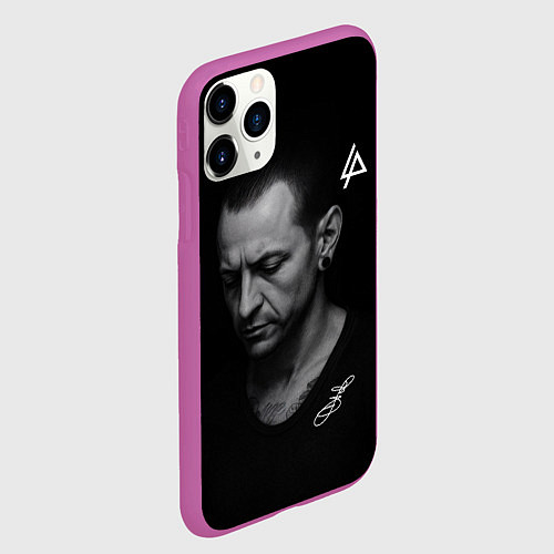 Чехол iPhone 11 Pro матовый Честер Беннингтон - легенда / 3D-Фиолетовый – фото 2