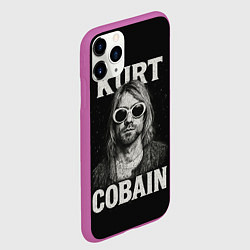 Чехол iPhone 11 Pro матовый Курт Кобейн - гранж-арт, цвет: 3D-фиолетовый — фото 2