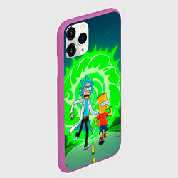 Чехол iPhone 11 Pro матовый Рик и Барт Симпсон, цвет: 3D-фиолетовый — фото 2