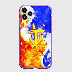 Чехол iPhone 11 Pro матовый Doom битва огня, цвет: 3D-фиолетовый
