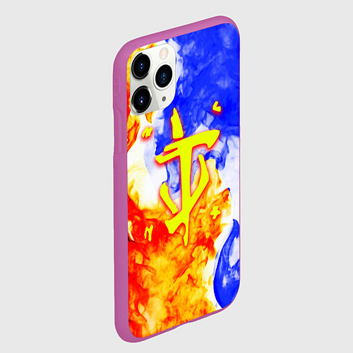 Чехол iPhone 11 Pro матовый Doom битва огня / 3D-Фиолетовый – фото 2