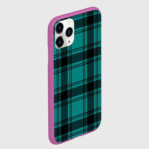 Чехол iPhone 11 Pro матовый Checkered dark blue / 3D-Фиолетовый – фото 2