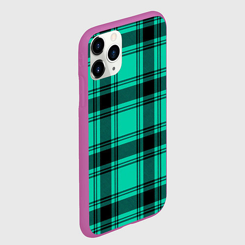 Чехол iPhone 11 Pro матовый Checkered turquoise / 3D-Фиолетовый – фото 2