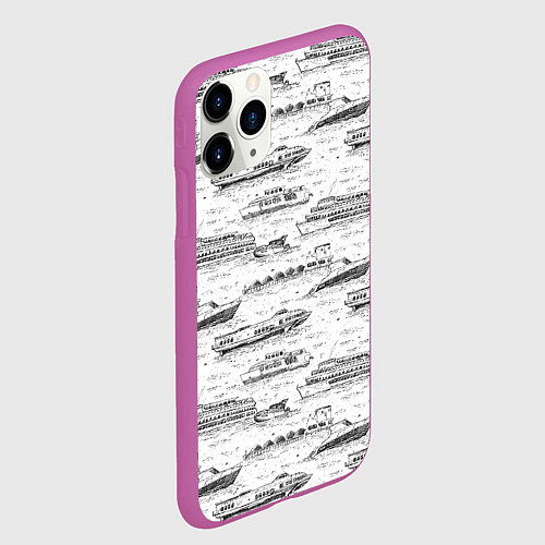Чехол iPhone 11 Pro матовый Корабли на Неве / 3D-Фиолетовый – фото 2