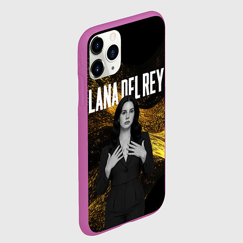 Чехол iPhone 11 Pro матовый Lana Del Rey в черном платье / 3D-Фиолетовый – фото 2