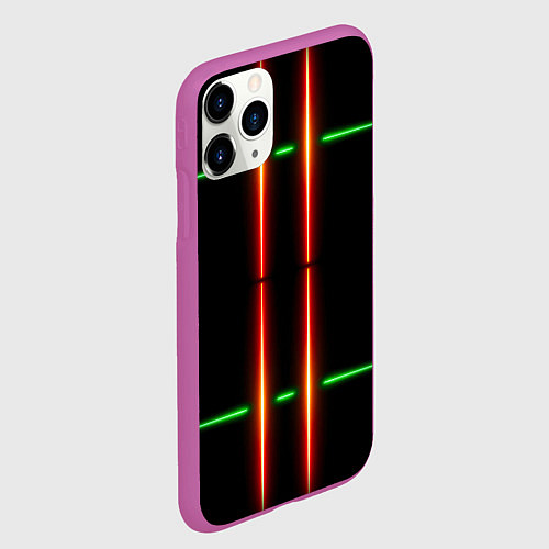 Чехол iPhone 11 Pro матовый Neon green black red line / 3D-Фиолетовый – фото 2