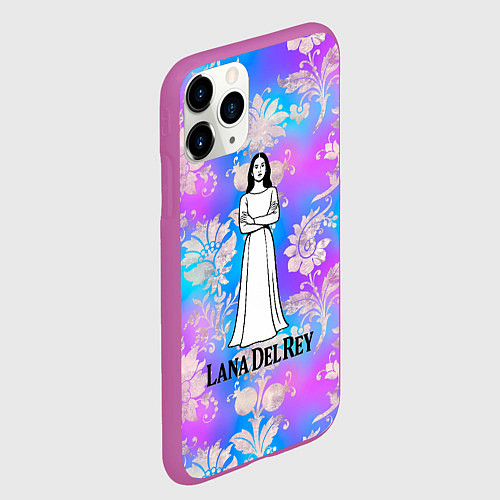 Чехол iPhone 11 Pro матовый Lana Del Rey нарисованная черными линиями / 3D-Фиолетовый – фото 2