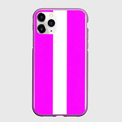 Чехол iPhone 11 Pro матовый Color white pink line, цвет: 3D-фиолетовый