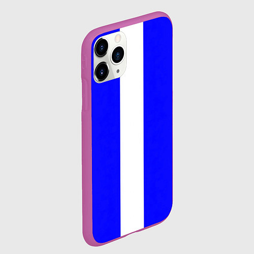 Чехол iPhone 11 Pro матовый Color white blue line / 3D-Фиолетовый – фото 2