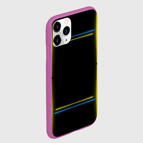 Чехол iPhone 11 Pro матовый Neon yellow blue / 3D-Фиолетовый – фото 2