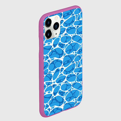 Чехол iPhone 11 Pro матовый Волновая рябь на поверхности воды паттерн / 3D-Фиолетовый – фото 2