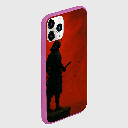 Чехол iPhone 11 Pro матовый Ghost of Tsushima - алый / 3D-Фиолетовый – фото 2