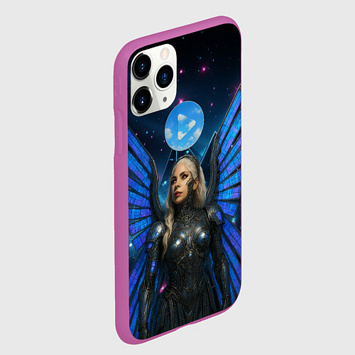 Чехол iPhone 11 Pro матовый Космическая Леди Гага / 3D-Фиолетовый – фото 2
