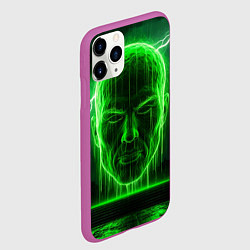 Чехол iPhone 11 Pro матовый Неоновая голова, цвет: 3D-фиолетовый — фото 2