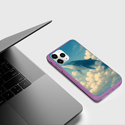 Чехол iPhone 11 Pro матовый Кит в облаках, цвет: 3D-фиолетовый — фото 2