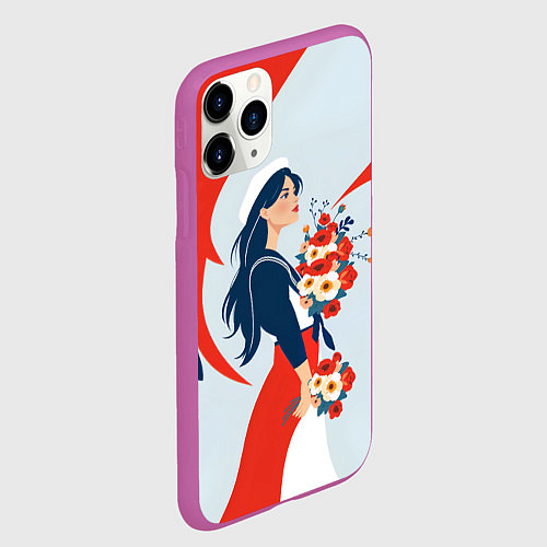 Чехол iPhone 11 Pro матовый Морячка встречает своего / 3D-Фиолетовый – фото 2
