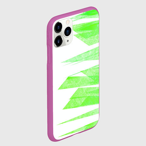 Чехол iPhone 11 Pro матовый Color white light green stripes / 3D-Фиолетовый – фото 2