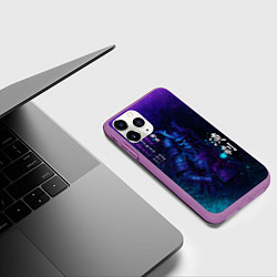 Чехол iPhone 11 Pro матовый Неоновый призрачный самурай, цвет: 3D-фиолетовый — фото 2