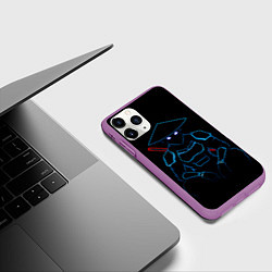 Чехол iPhone 11 Pro матовый Неоновый киберпанк самурай, цвет: 3D-фиолетовый — фото 2
