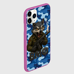 Чехол iPhone 11 Pro матовый Волк стреляет из автомата ВМФ, цвет: 3D-фиолетовый — фото 2