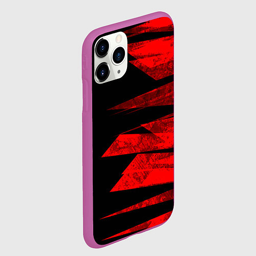 Чехол iPhone 11 Pro матовый Color red black strip / 3D-Фиолетовый – фото 2