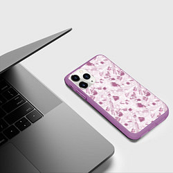 Чехол iPhone 11 Pro матовый Мемфис бордовый на белом геометрический клетчатый, цвет: 3D-фиолетовый — фото 2