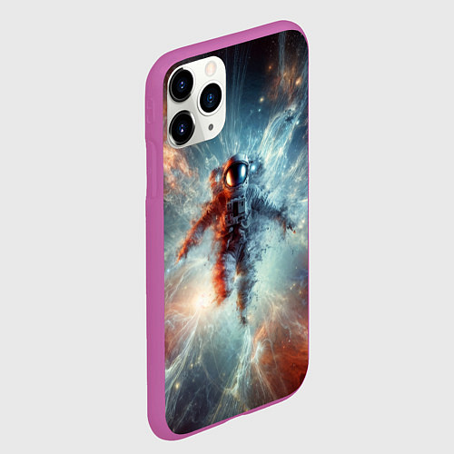Чехол iPhone 11 Pro матовый Космонавт в космической туманности / 3D-Фиолетовый – фото 2