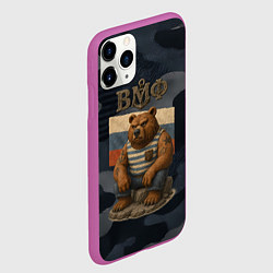 Чехол iPhone 11 Pro матовый ВМФ русский медведь, цвет: 3D-фиолетовый — фото 2