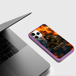 Чехол iPhone 11 Pro матовый Медведь у штурвала МВФ, цвет: 3D-фиолетовый — фото 2