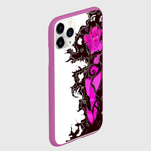 Чехол iPhone 11 Pro матовый Your demon neon sexy anime girl cyberpunk tattoo / 3D-Фиолетовый – фото 2