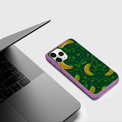 Чехол iPhone 11 Pro матовый Банановый орнамент паттерн, цвет: 3D-фиолетовый — фото 2