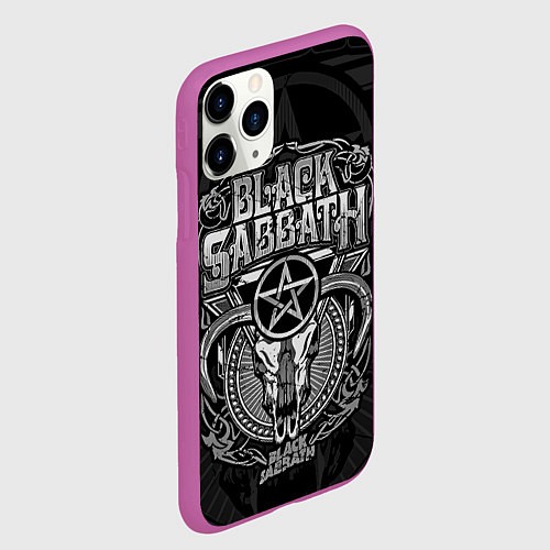 Чехол iPhone 11 Pro матовый Black Sabbath - goat skull / 3D-Фиолетовый – фото 2
