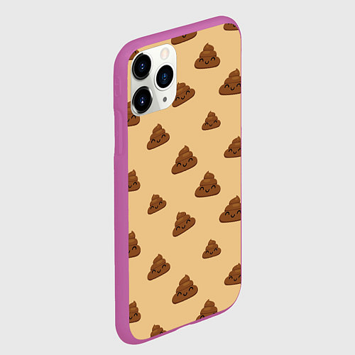 Чехол iPhone 11 Pro матовый Какашка smile / 3D-Фиолетовый – фото 2