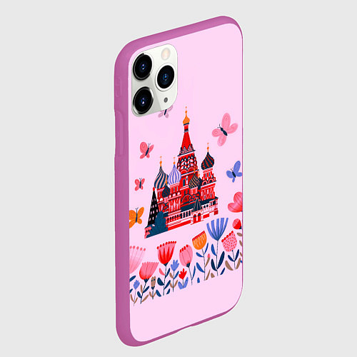 Чехол iPhone 11 Pro матовый Москва - собор / 3D-Фиолетовый – фото 2
