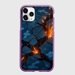 Чехол iPhone 11 Pro матовый Разлом камуфляжный плит, цвет: 3D-фиолетовый