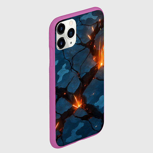 Чехол iPhone 11 Pro матовый Разлом камуфляжный плит / 3D-Фиолетовый – фото 2