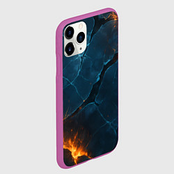 Чехол iPhone 11 Pro матовый Разлом плит с огнем, цвет: 3D-фиолетовый — фото 2