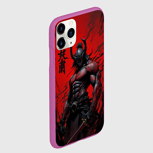 Чехол iPhone 11 Pro матовый Они воин самурай / 3D-Фиолетовый – фото 2