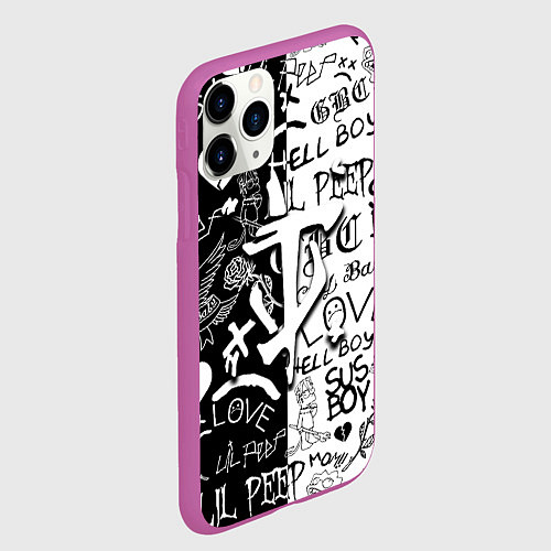 Чехол iPhone 11 Pro матовый Doom x liil peep pattern black / 3D-Фиолетовый – фото 2